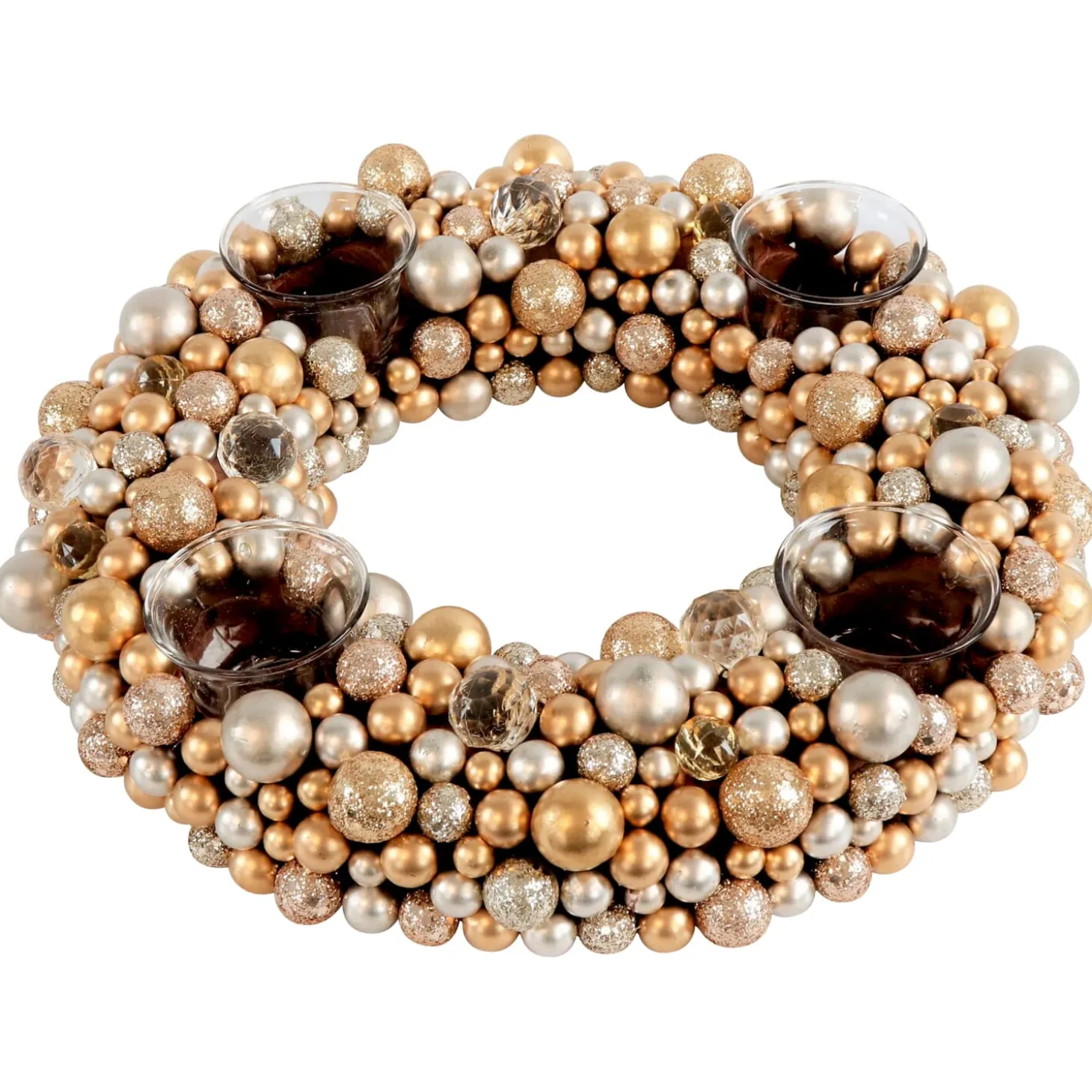 Advent Wreath Made Of Baubles, Gold