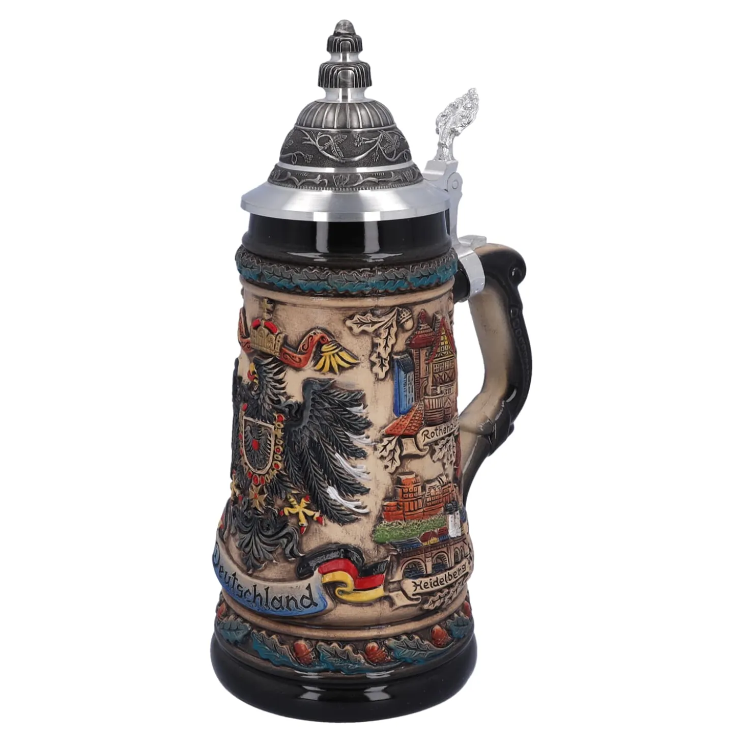 Beer Stein With Tin Lid "Germany", Colored-Brown, 0.5L