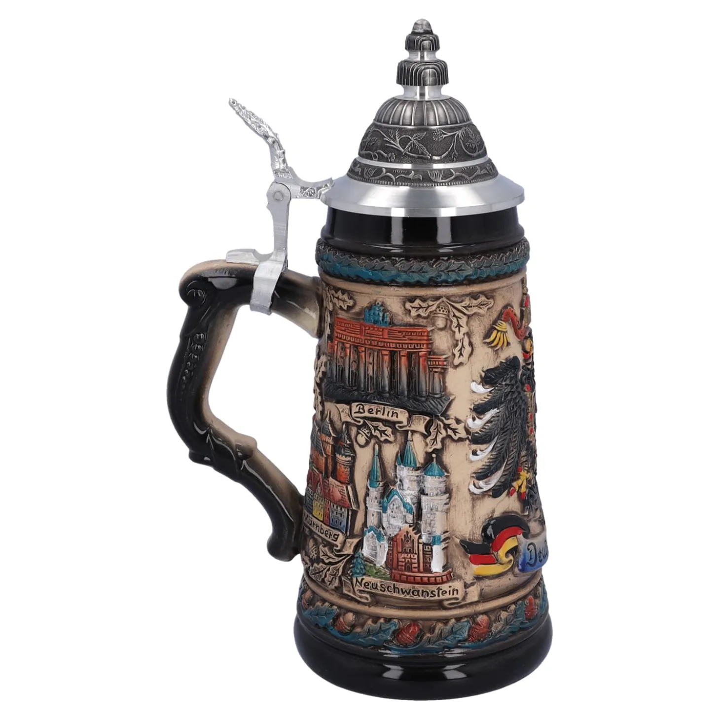 Beer Stein With Tin Lid "Germany", Colored-Brown, 0.5L