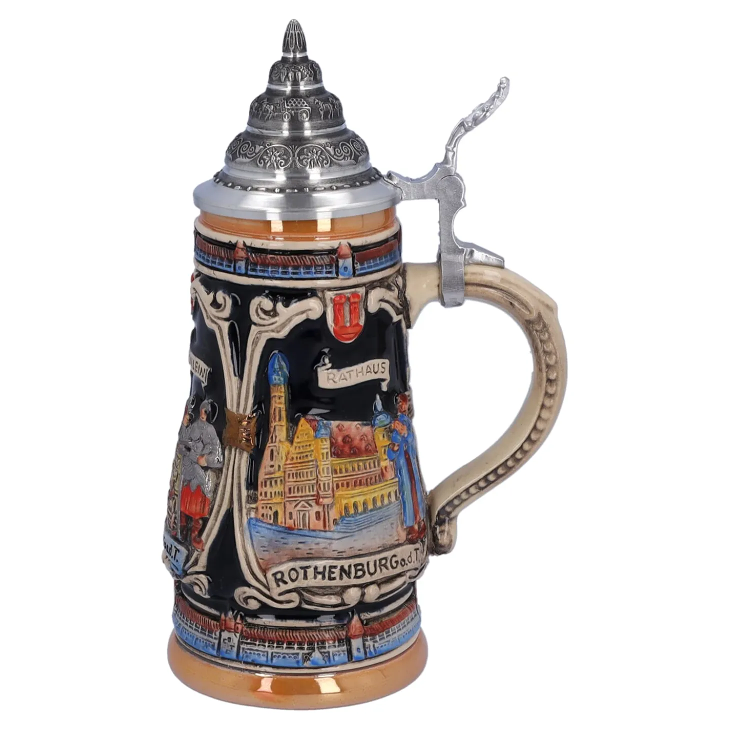 Beer Stein With Tin Lid "Rothenburg With Knight", 0.25 L
