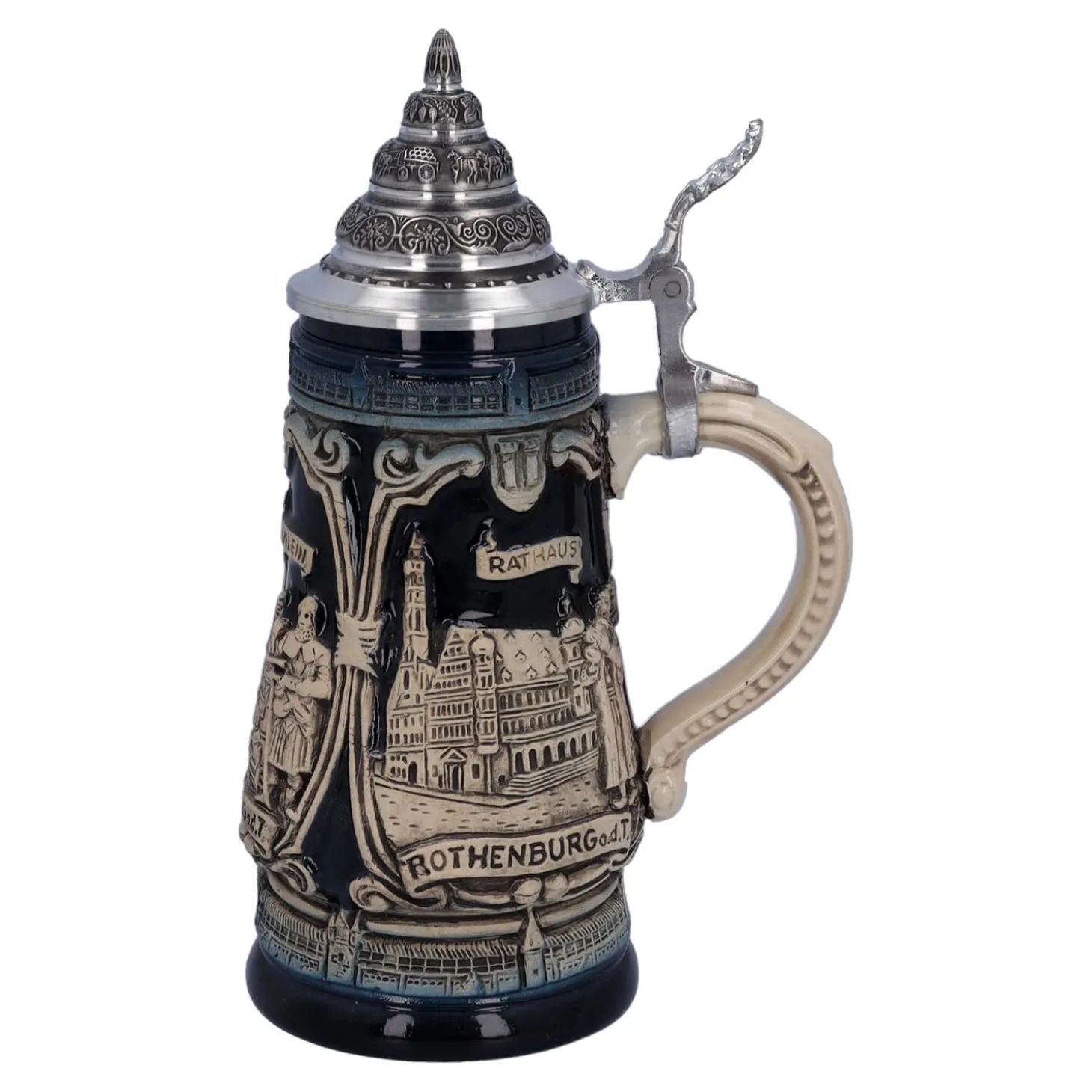Beer Stein With Tin Lid "Rothenburg With Knight", 0.25L