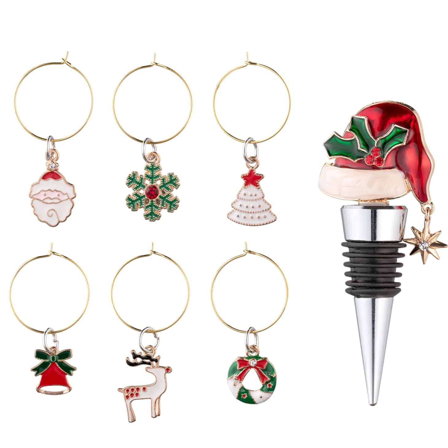Bottle Stopper Set "Santa Hat"