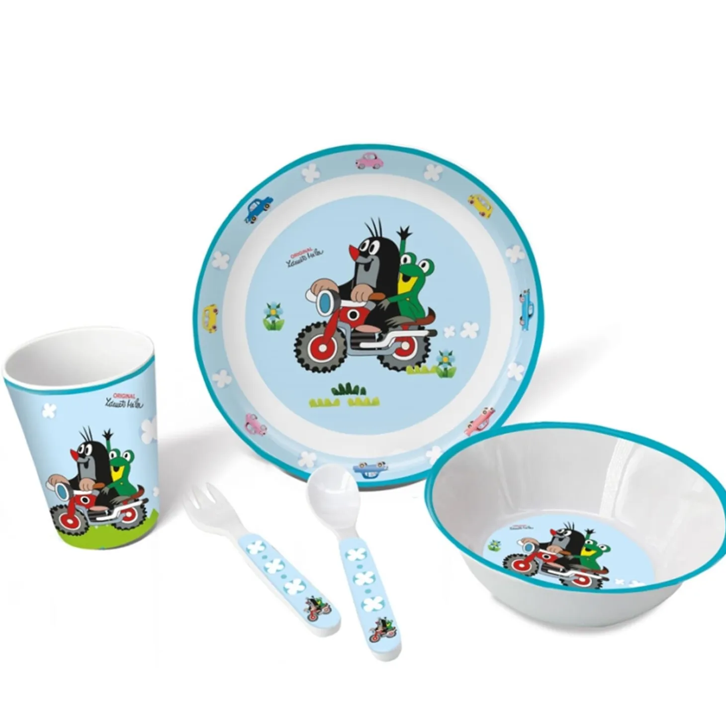 Children Tableware Set "The Little Mole" On Motorcycle