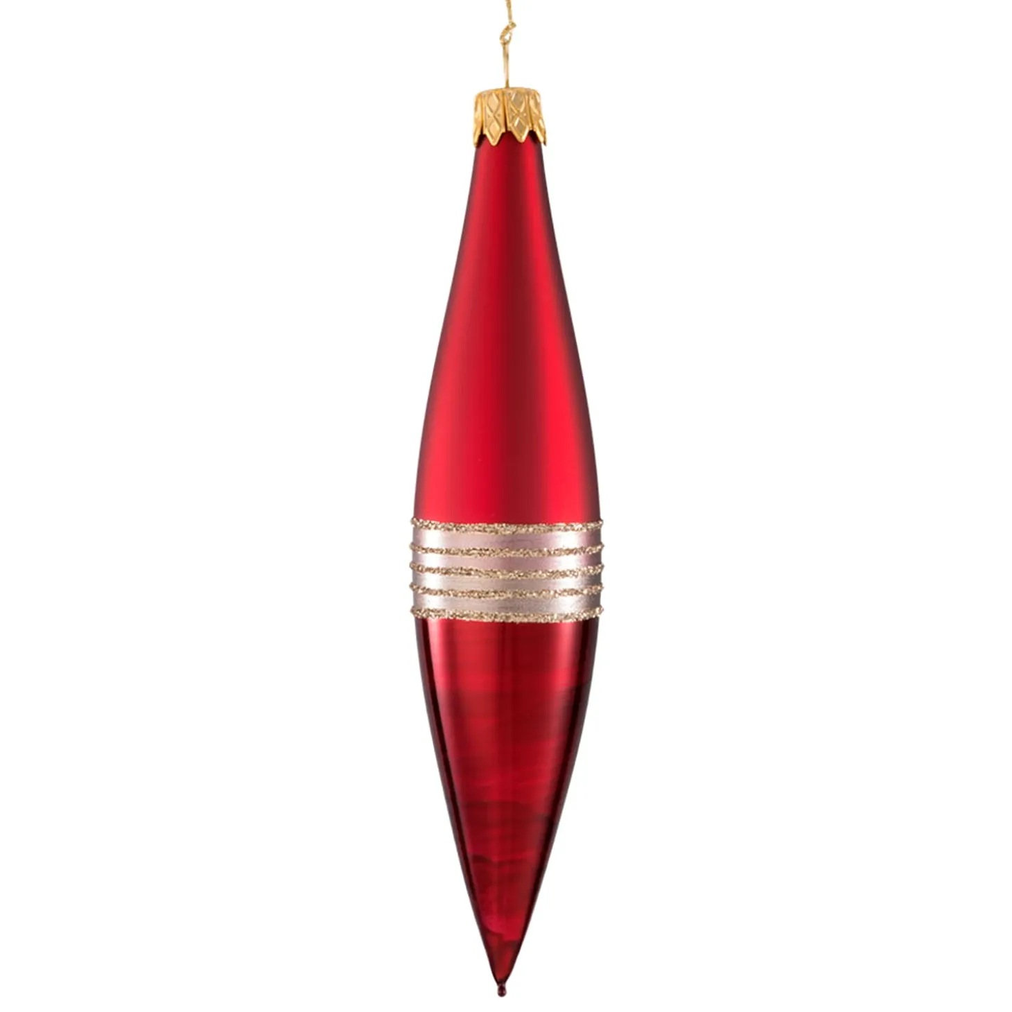 Cone Dark Red Matt/Varnish With Glitter Ribbon