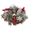 Door Or Table Wreath With Red Fruits And Pinecones