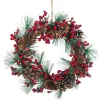 Door-/Table Wreath With Red Berries And Pine Cones