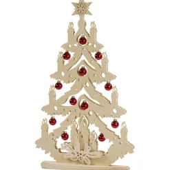 Double Schwibbogen "Tree With Glass Baubles", 230V With Usb A Port
