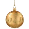 Glass Bauble Gold-Coloured With Musical Notes, 6 Cm