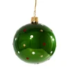 Glass Bauble Green With Colorful Dots, 7 Cm
