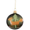 Glass Bauble Green With Fox, 7 Cm
