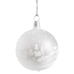 Glass Bauble White Matt "Christmas Village", 7 Cm