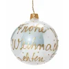 Glass Bauble White "Merry Christmas", 8 Cm