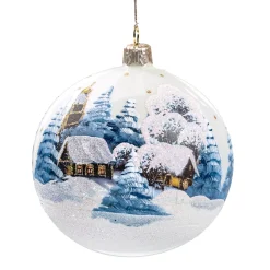 Glass Bauble White Winter Village, 10 Cm