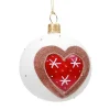 Glass Bauble White With Gingerbread Heart, 8 Cm