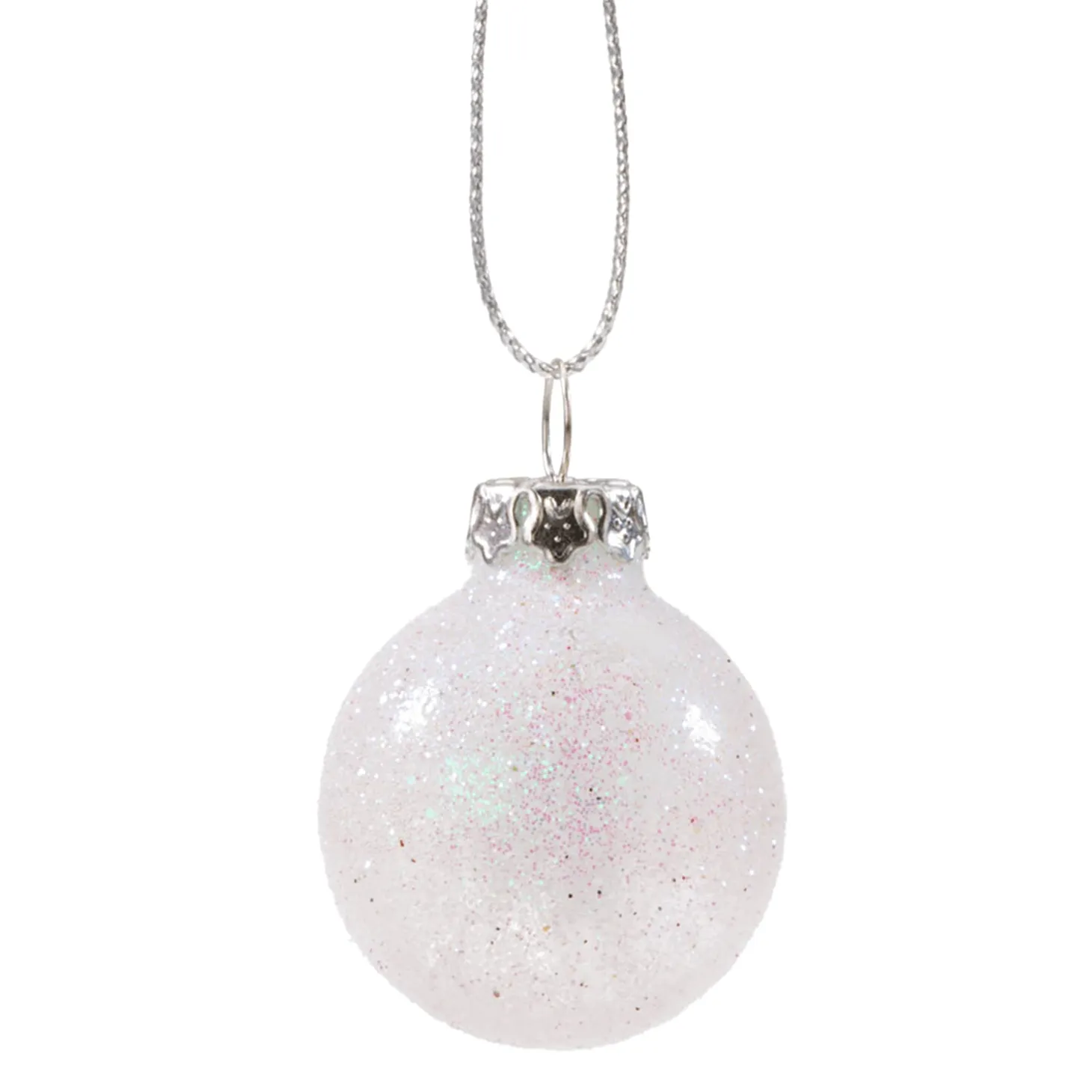 Glass Bauble White With Silver Glimmer, 3 Cm