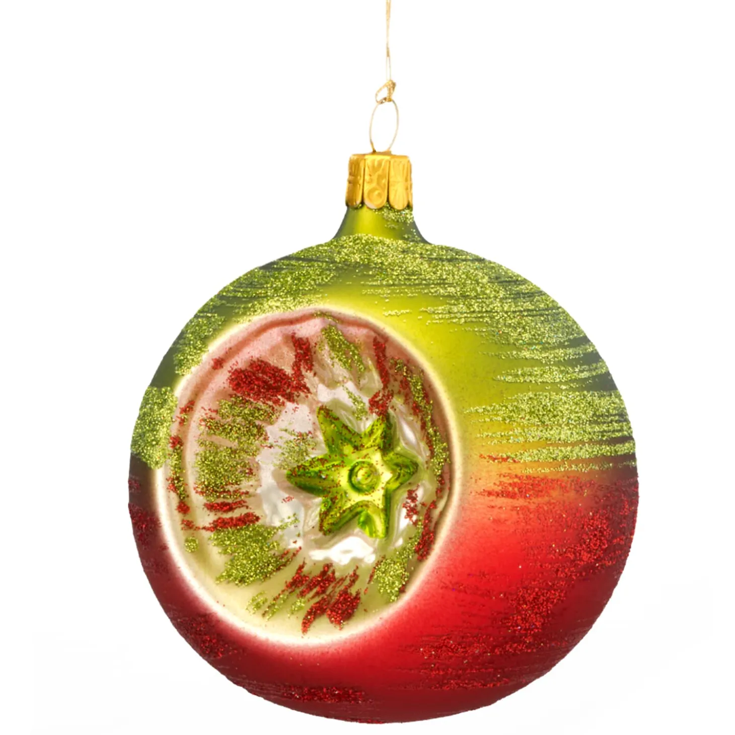 Glass Bauble With Reflex, 8 Cm