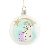 Glass Bauble With Snowman And Shooting Star, 7Cm