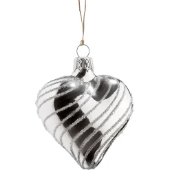 Glass Heart Silver With Silver Spirals