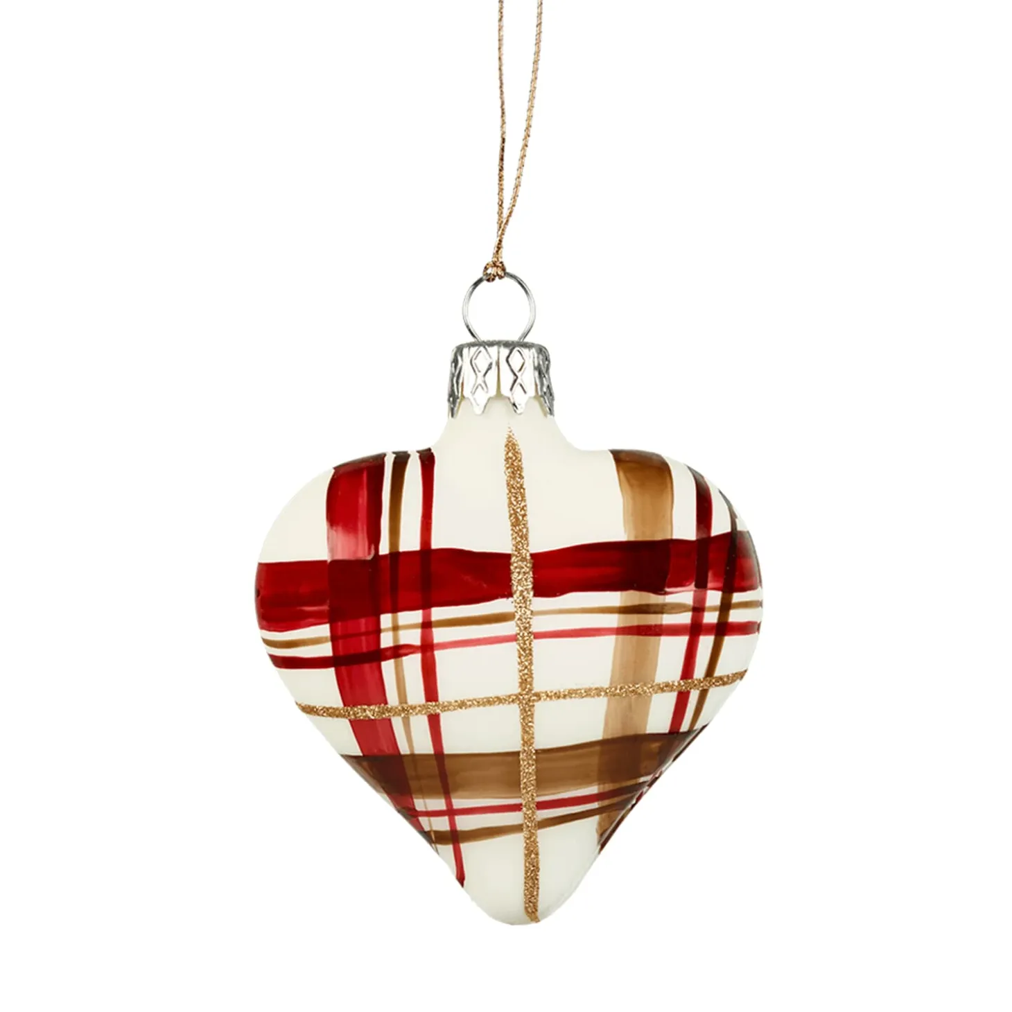 Heart With Check Pattern White Matt