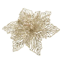 Poinsettia With Clip, Gold