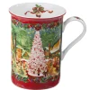 Porcelain Mug "Christmas Village", Red