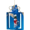 Present With Snowman, Blue