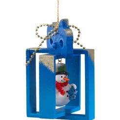 Present With Snowman, Blue