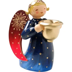 Richly Painted Angel, With Candle Holder, Kneeling