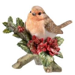 Robin On Poinsettia