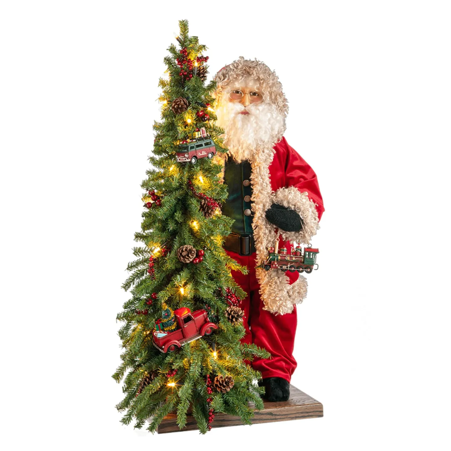Santa Claus With Christmas Tree And Locomotive