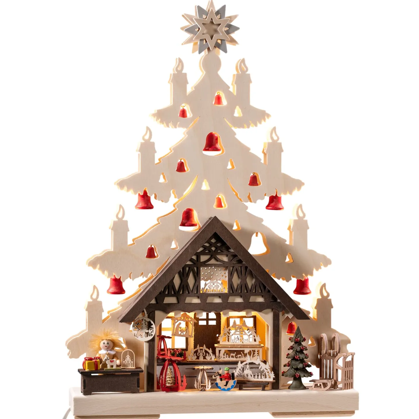 Schwibbogen "Fir Tree With Gift Store", 115V With Usb A Port