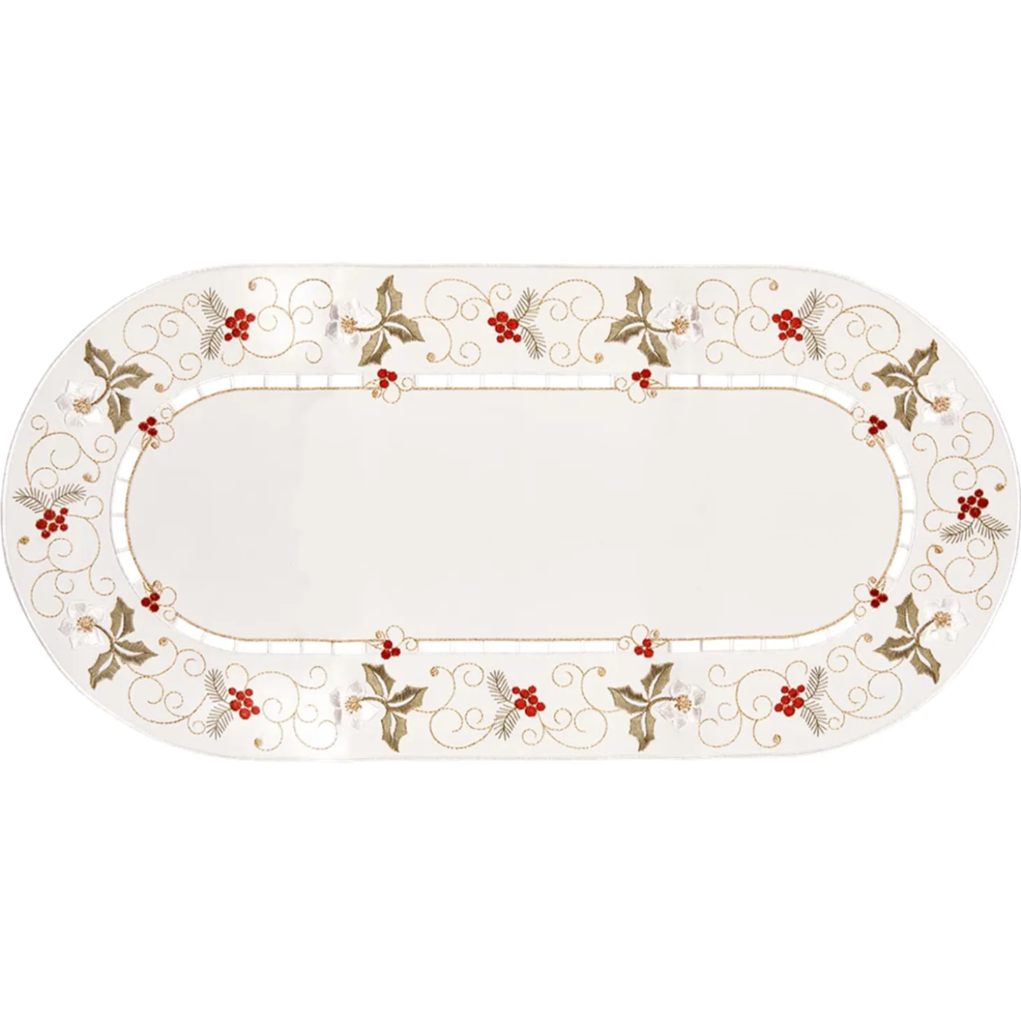 Table Runner "Christmas Rose White" 25X58Cm