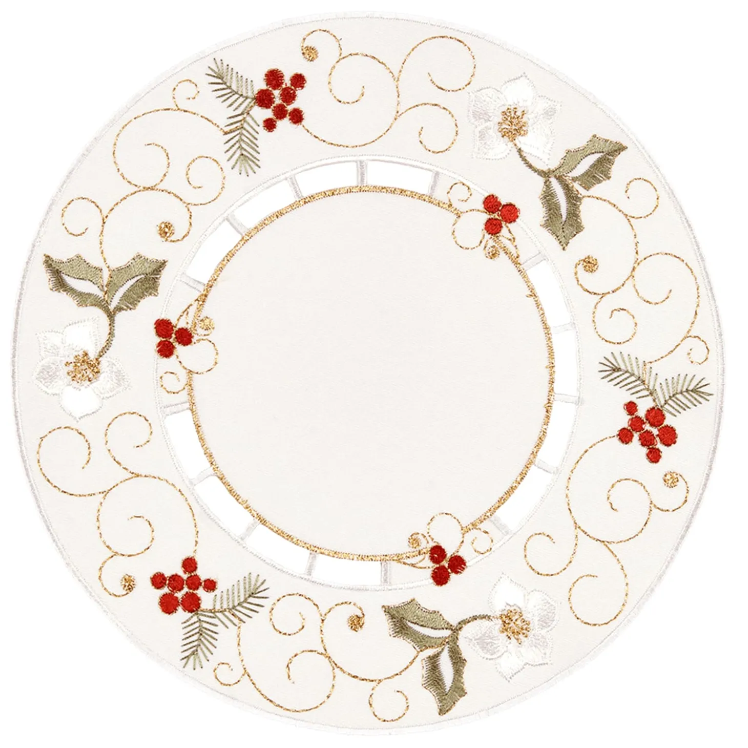 Tablecloth "Chrismtas Rose White" R20Cm