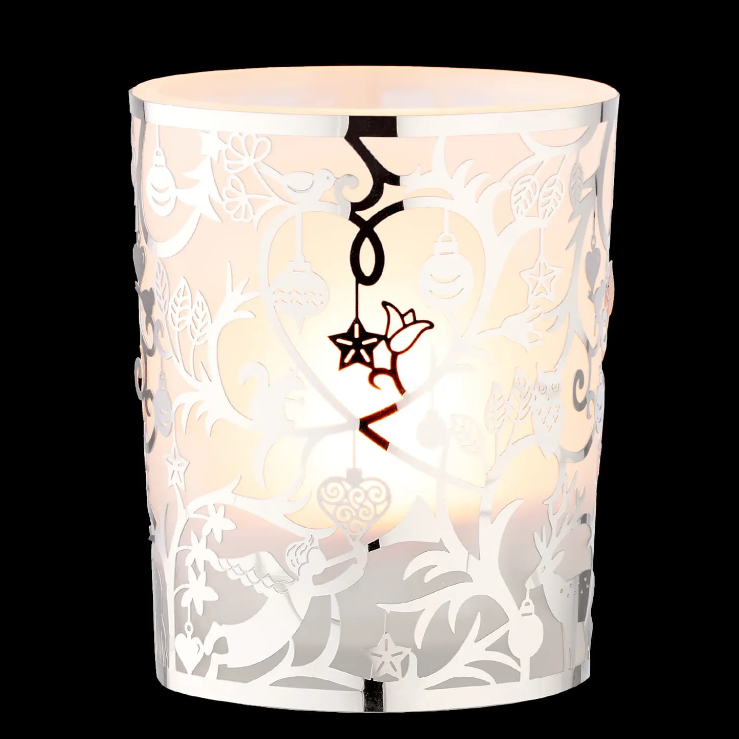 Tealight Glass "Christmas In The Forest", Silver