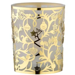Tealight Glass "Christmas In The Forest" Gold