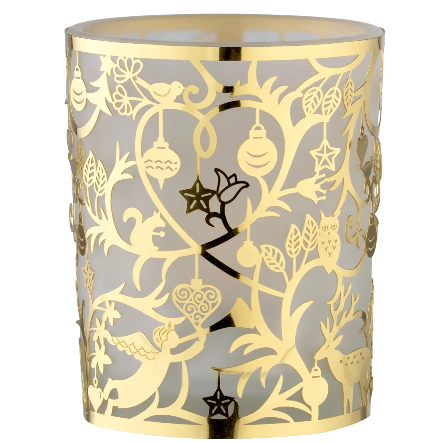 Tealight Glass "Christmas In The Forest" Gold