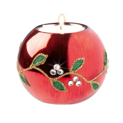 Tealight Holder "Glittering Mistletoe"