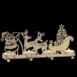 Tealight Holder "Reindeer Sleigh", Gold