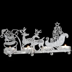 Tealight Holder "Reindeer Sleigh", Silver
