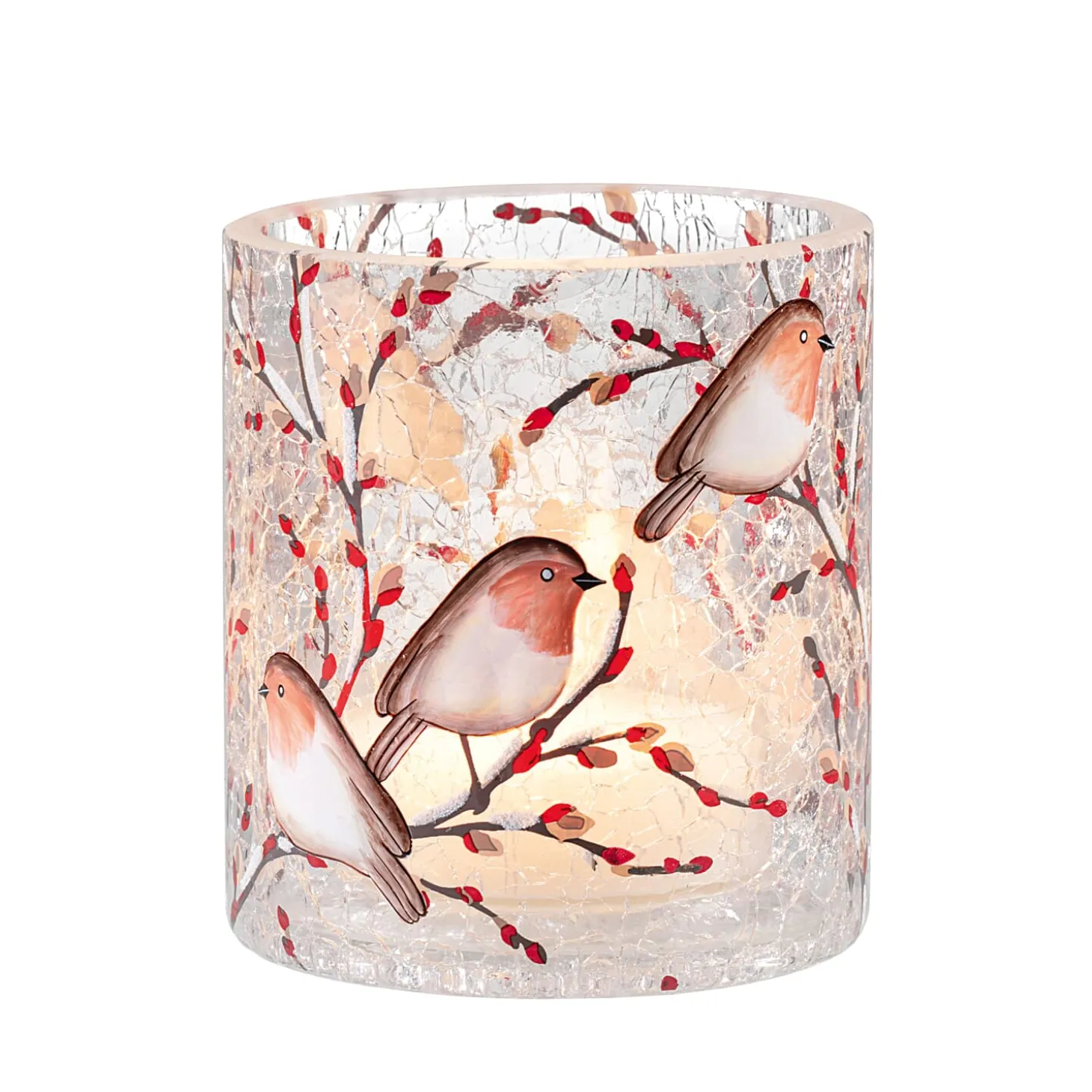 Tealight Holder "Robin Family", 10 Cm