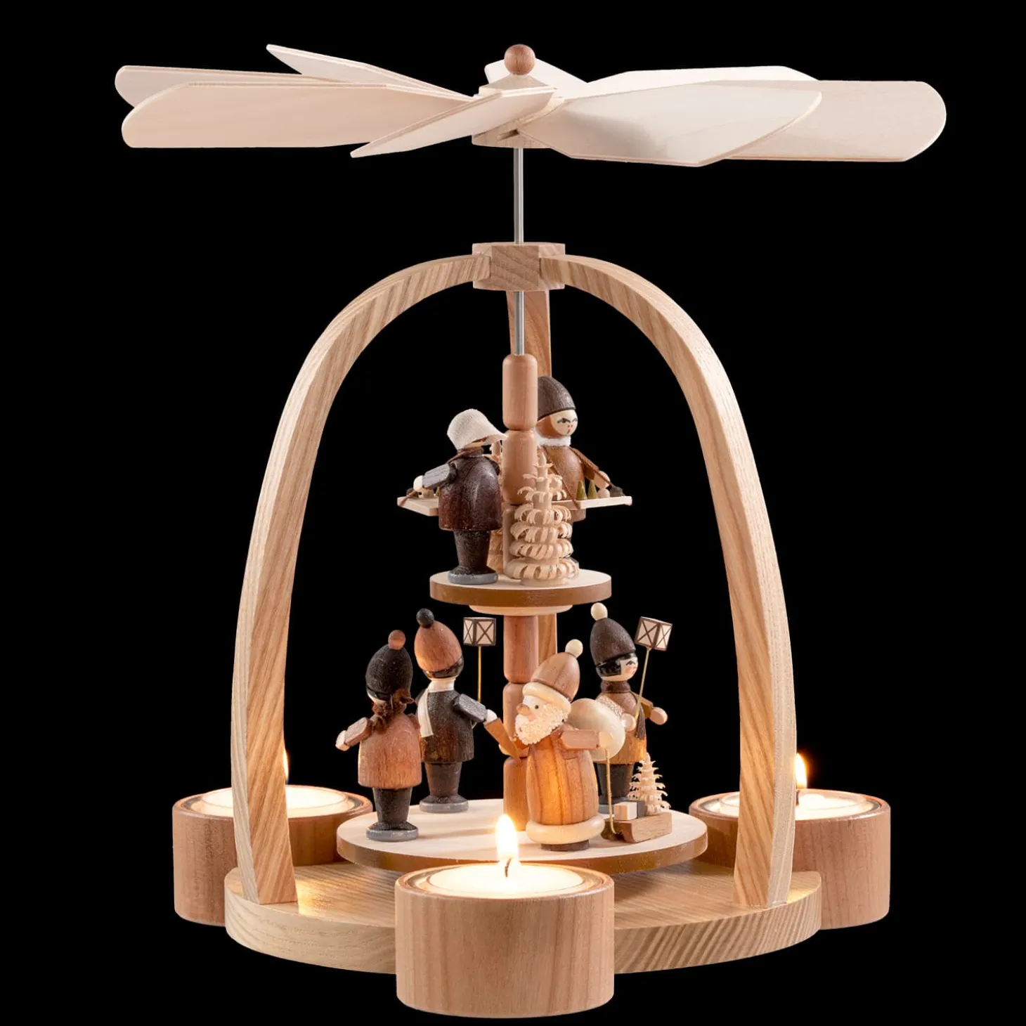 Tealight Pyramid "Santa Claus With Children"