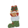 Teddy In Christmas Boot, Green