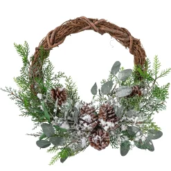 Willow Wreath With Leaves And Artificial Snow