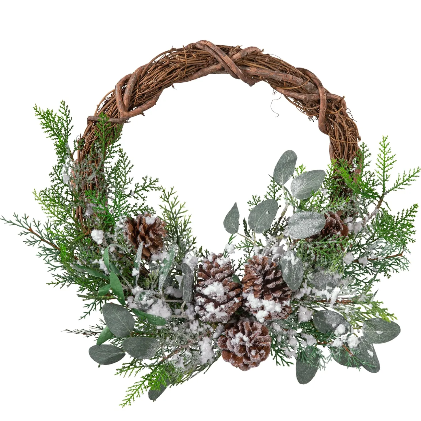 Willow Wreath With Leaves And Artificial Snow