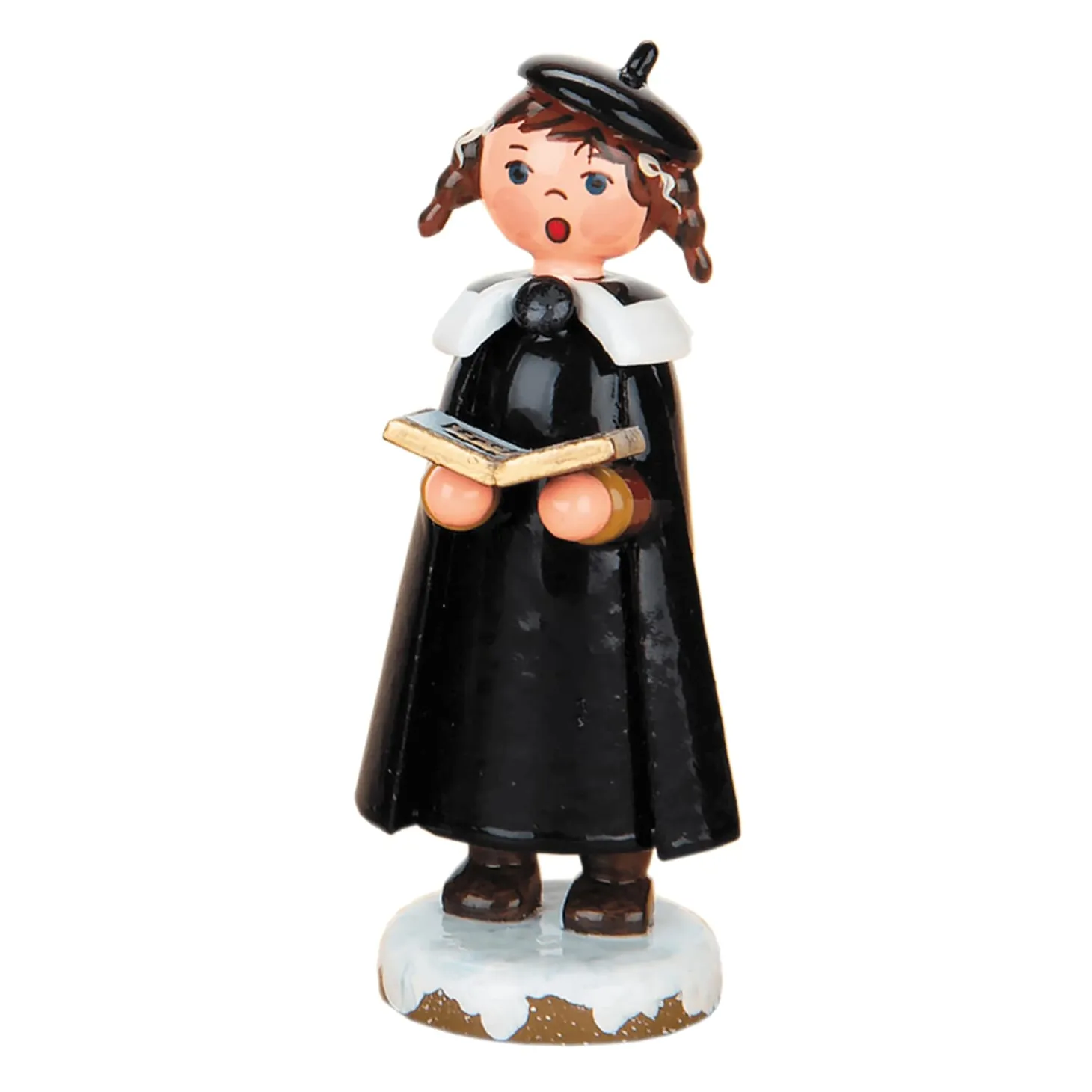 Winter Children Carol Singer With Braids And Book