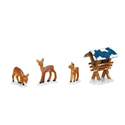 Winter Children Feeding Manger With 3 Deer